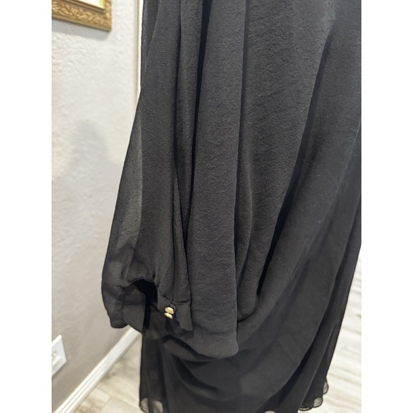 DVF Diane von Furstenberg Babydoll Fleurette Silk Chiffon Mini Dress Black 8 - Picture 4 of 8